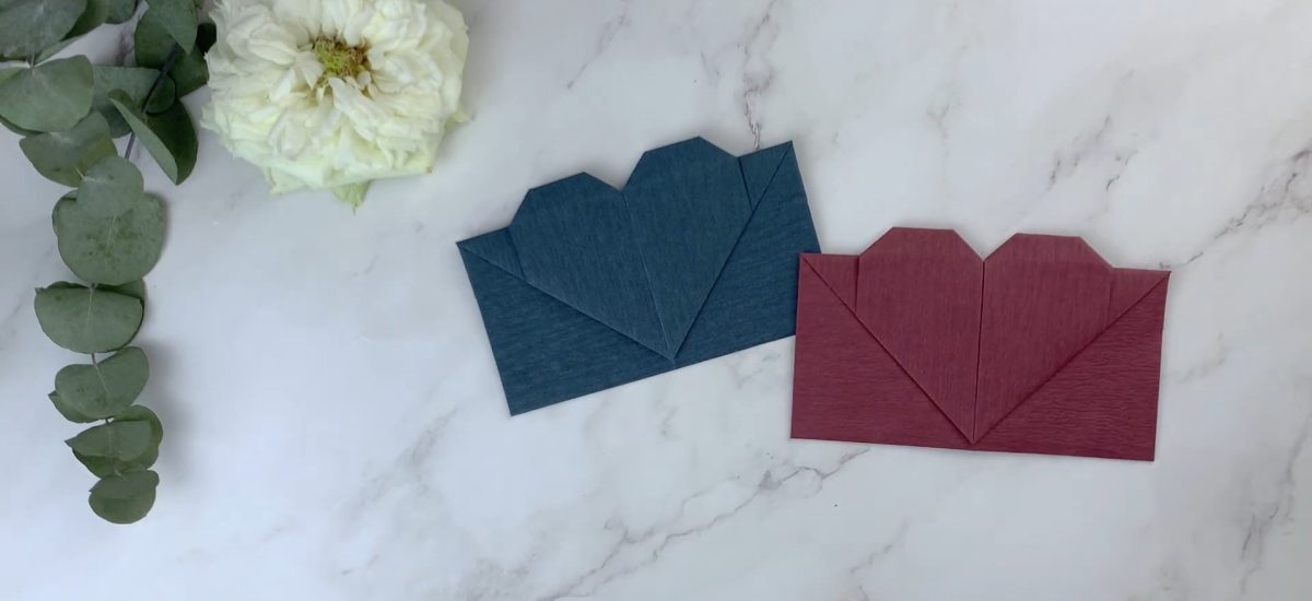 valentínska obálka z origami papiera