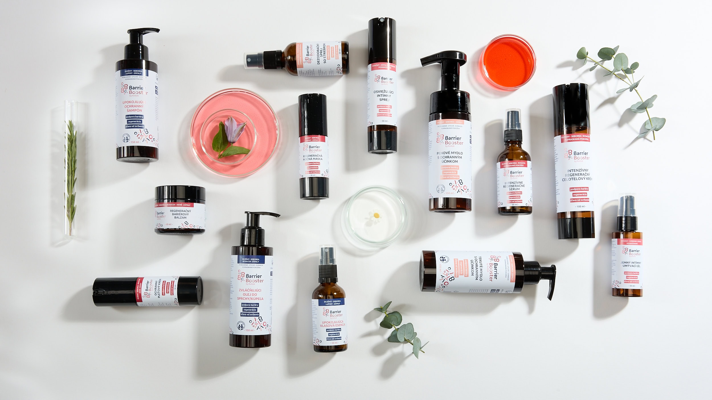 Produktová línia Barrier Booster by Kvitok® prichádza s produktami, ktoré pomáhajú navrátiť prirodzené pH pokožky a posilňujú jej ochrannú funkciu - obohatené o prebioticko-postbiotické komplexy, ovsené extrakty, cica komplex, dračiu krv a sečuánske korenie.