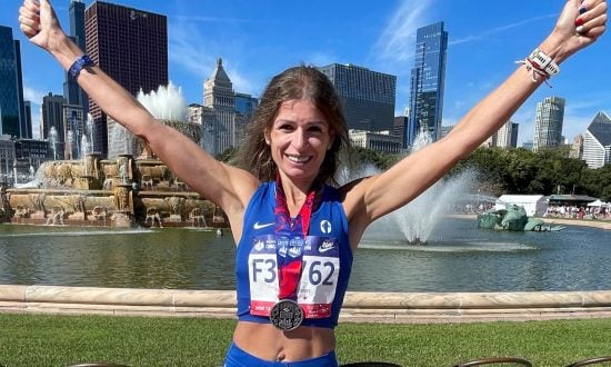 Janka po dobehnutí Chicagského maratónu